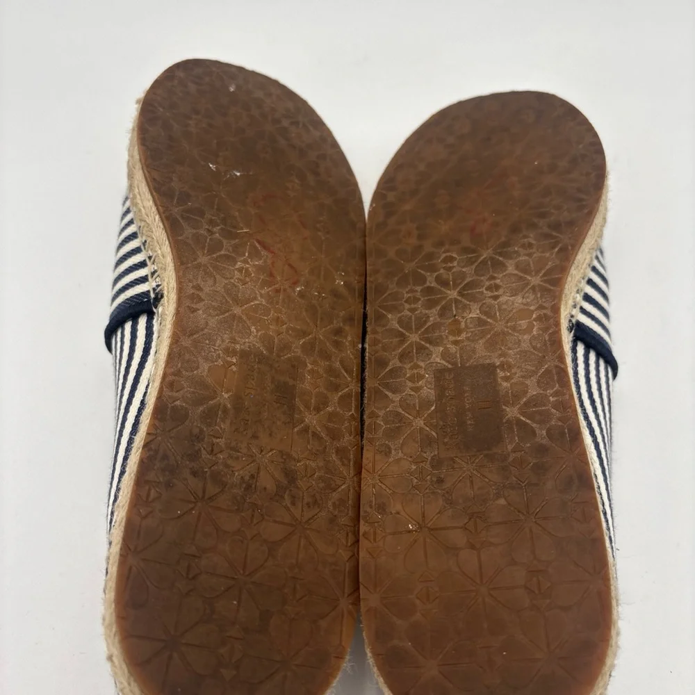 Kate Spade Navy and White Striped Espadrilles with Red Crab Detail - Picture 8 of 10